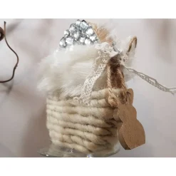 Deko-Ei elegant originell weiß Glitzersteine Spitze