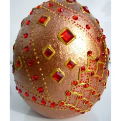 Dekoei KUPFERFEUER Acrylmalerei auf einem Keramikei Ostergeschenk Kunst Künstler-Ei Sammlerstück Unikat