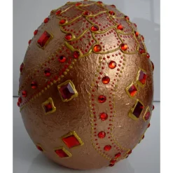 Dekoei KUPFERFEUER Acrylmalerei auf einem Keramikei Ostergeschenk Kunst Künstler-Ei Sammlerstück Unikat