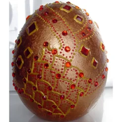 Dekoei KUPFERFEUER Acrylmalerei auf einem Keramikei Ostergeschenk Kunst Künstler-Ei Sammlerstück Unikat