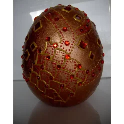 Dekoei KUPFERFEUER Acrylmalerei auf einem Keramikei Ostergeschenk Kunst Künstler-Ei Sammlerstück Unikat