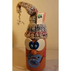 Dekofigur FLASCHENWICHTEL BLAU Geschenk zur Geburt Babyparty Taufe Babygeburtstag Geldgeschenk