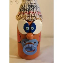 Dekofigur FLASCHENWICHTEL BLAU Geschenk zur Geburt Babyparty Taufe Babygeburtstag Geldgeschenk