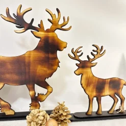Deko-Figur Hirsch M1, geflammt, Weihnachtsdekoration aus Holz