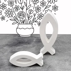 Deko-Fisch in 2 Größen – Christliche Deko für Taufe, Kommunion & Hochzeit