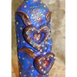 Dekoflasche GEFLÜGELTE HERZEN Upcycling Flasche Flaschenkunst Dekoration Collage Wohndeko Geldgeschenk