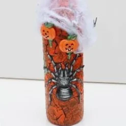 Dekoflasche HALLOWEEN Upcycling bemalte dekorierte Glasflasche Flaschenkunst Dekoration Collage Herbstdeko Halloweendeko