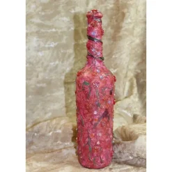 Dekoflasche HERZ & ROSEN Upcycling Flasche Flaschenkunst Dekoration Collage Kunst Malerei handgearbeitetes Unikat