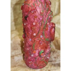 Dekoflasche HERZ & ROSEN Upcycling Flasche Flaschenkunst Dekoration Collage Kunst Malerei handgearbeitetes Unikat