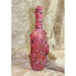 Dekoflasche HERZ & ROSEN Upcycling Flasche Flaschenkunst Dekoration Collage Kunst Malerei handgearbeitetes Unikat