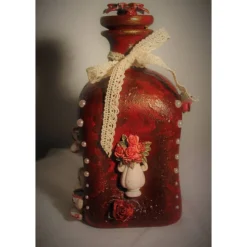 Dekoflasche KAFFEEKRÄNZCHEN Upcycling bemalte Glasflasche Geschenk Frauengeschenk zu Geburtstag Valentinstag Muttertag