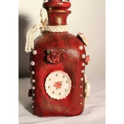 Dekoflasche KAFFEEKRÄNZCHEN Upcycling bemalte Glasflasche Geschenk Frauengeschenk zu Geburtstag Valentinstag Muttertag