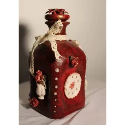 Dekoflasche KAFFEEKRÄNZCHEN Upcycling bemalte Glasflasche Geschenk Frauengeschenk zu Geburtstag Valentinstag Muttertag