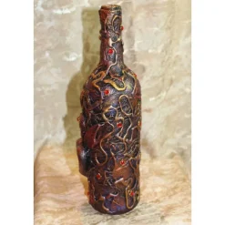 Dekoflasche SKULLS & HEART Upcycling Flasche Flaschenkunst Dekoration Collage Wohndeko Geldgeschenk Steampunk Gothic