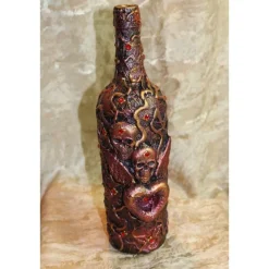 Dekoflasche SKULLS & HEART Upcycling Flasche Flaschenkunst Dekoration Collage Wohndeko Geldgeschenk Steampunk Gothic