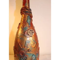 Dekoflasche STEAMPUNK DREAMS Upcycling Industrial-Style Vintagedeko Maritime Deko Geschenkidee für Steampunkfans