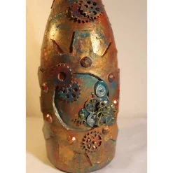 Dekoflasche STEAMPUNK DREAMS Upcycling Industrial-Style Vintagedeko Maritime Deko Geschenkidee für Steampunkfans