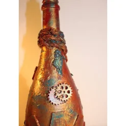 Dekoflasche STEAMPUNK DREAMS Upcycling Industrial-Style Vintagedeko Maritime Deko Geschenkidee für Steampunkfans