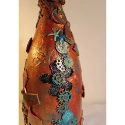 Dekoflasche STEAMPUNK DREAMS Upcycling Industrial-Style Vintagedeko Maritime Deko Geschenkidee für Steampunkfans