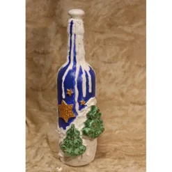 Dekoflasche WINTERLANDSCHAFT Upcycling bemalte Glasflasche Geschenk Winterdeko Wohndeko Weihnachtsdeko