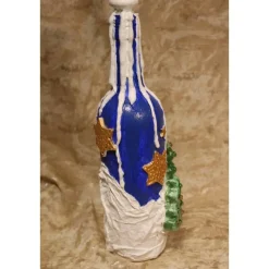 Dekoflasche WINTERLANDSCHAFT Upcycling bemalte Glasflasche Geschenk Winterdeko Wohndeko Weihnachtsdeko