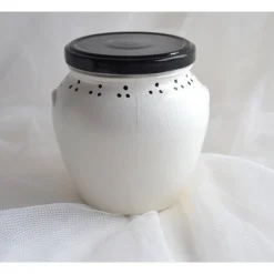 Dekoglas 2er Set, bauchig mit Banderole, weiß-rosa-schwarz