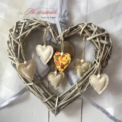 Dekoherz Herzanhänger Boho-Style beige braun DIY