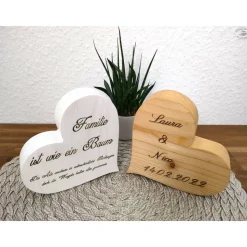 Dekoherz mit individueller Wunschgravur, natur / Holzherz / Herz aus Holz / Holzdeko