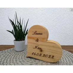 Dekoherz mit individueller Wunschgravur, natur / Holzherz / Herz aus Holz / Holzdeko