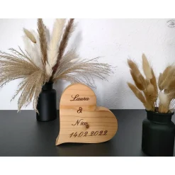 Dekoherz mit individueller Wunschgravur, natur / Holzherz / Herz aus Holz / Holzdeko