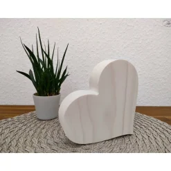 Dekoherz, weiß / Herz aus Holz / Holzherz
