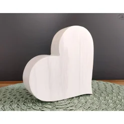 Dekoherz, weiß / Herz aus Holz / Holzherz