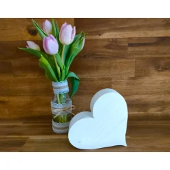 Dekoherz, weiß / Herz aus Holz / Holzherz