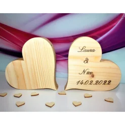 Dekoherz, weiß / Herz aus Holz / Holzherz