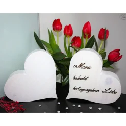 Dekoherz, weiß / Herz aus Holz / Holzherz