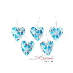 Dekoherzchen Set Geschenkanhänger Frühlingsdeko türkis