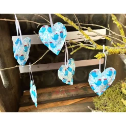 Dekoherzchen Set Geschenkanhänger Frühlingsdeko türkis