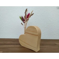 Dekoherz-Vase mit Reagenzglas aus Fichtenholz