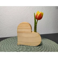 Dekoherz-Vase mit Reagenzglas aus Fichtenholz