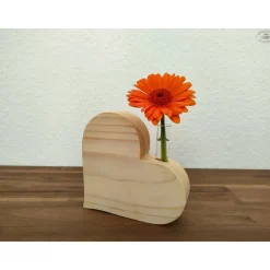 Dekoherz-Vase mit Reagenzglas aus Fichtenholz