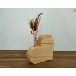 Dekoherz-Vase mit Reagenzglas aus Fichtenholz