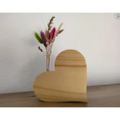 Dekoherz-Vase mit Reagenzglas aus Fichtenholz