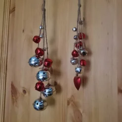 Dekohänger Mobile Weihnachten 26-32 cm Schellen Glöckchen rot silber Jute Metall