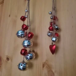 Dekohänger Mobile Weihnachten 26-32 cm Schellen Glöckchen rot silber Jute Metall