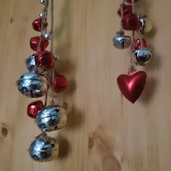 Dekohänger Mobile Weihnachten 26-32 cm Schellen Glöckchen rot silber Jute Metall