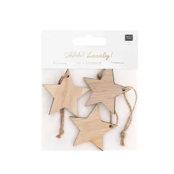 Dekohänger Stern 3 Stück natur