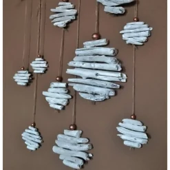 Dekohänger Wandschmuck Weihnachtskugel Treibholz shabby weiß kupfer verschiedene Sets