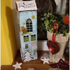 Deko-Holz-Weihnachtshaus, handbemalt