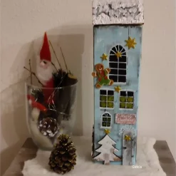 Deko-Holz-Weihnachtshaus, handbemalt