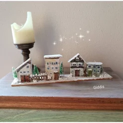 Deko-Holz-Winterdorf, handbemalt